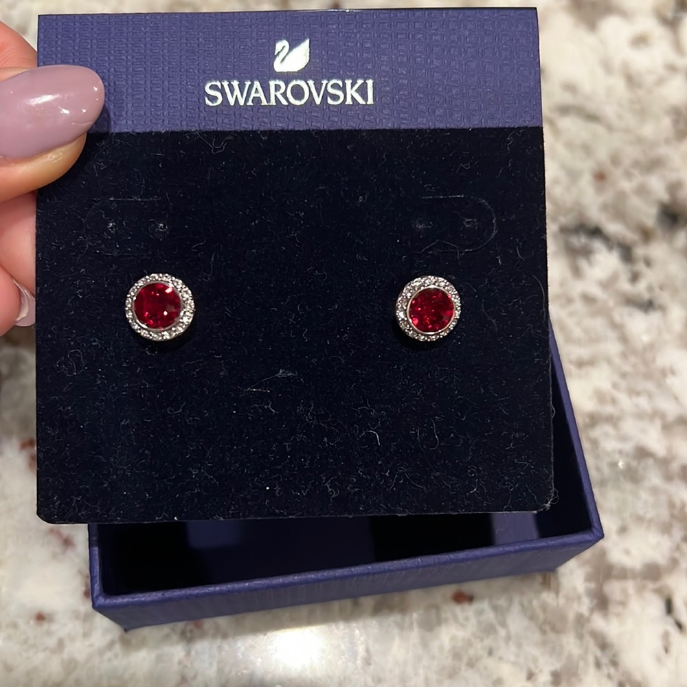 Swarovski crystal ruby red earrings